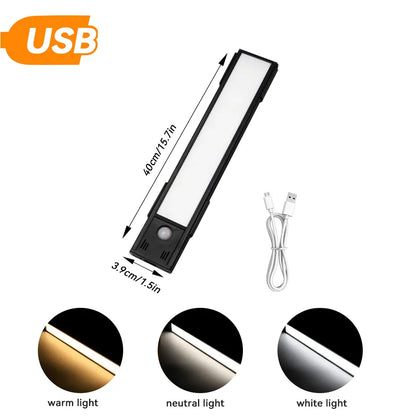 LED Motion Sensor Under Cabinet Light with USB for Kitchen, Bedroom, and Wardrobe Indoor Lighting