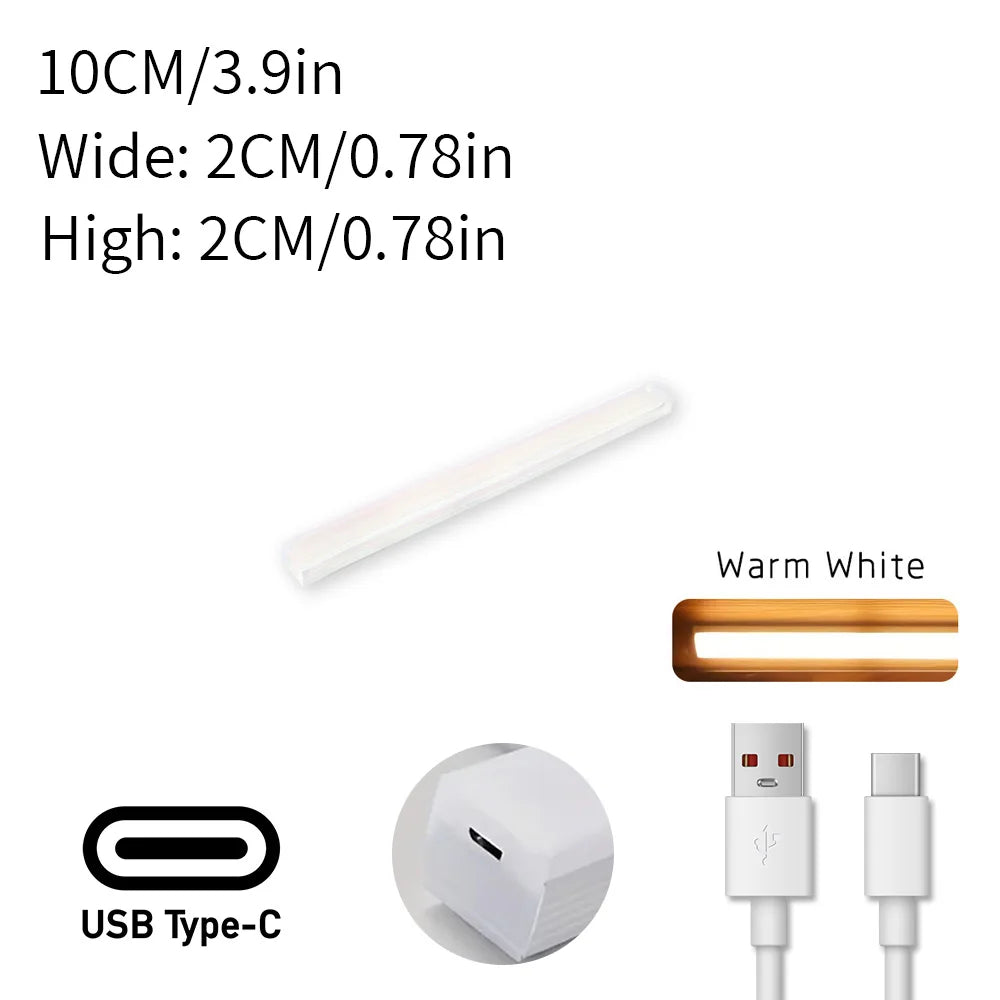 LED Motion Sensor Under Cabinet Light with USB for Kitchen, Bedroom, and Wardrobe Indoor Lighting