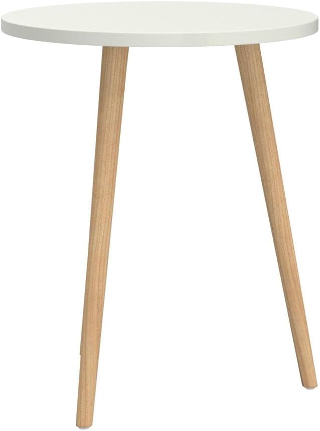 Modern Round Accent Side Table – Space-Saving Nightstand for Living Room, Bedroom & Office (White)