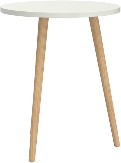 Modern Round Accent Side Table – Space-Saving Nightstand for Living Room, Bedroom & Office (White)