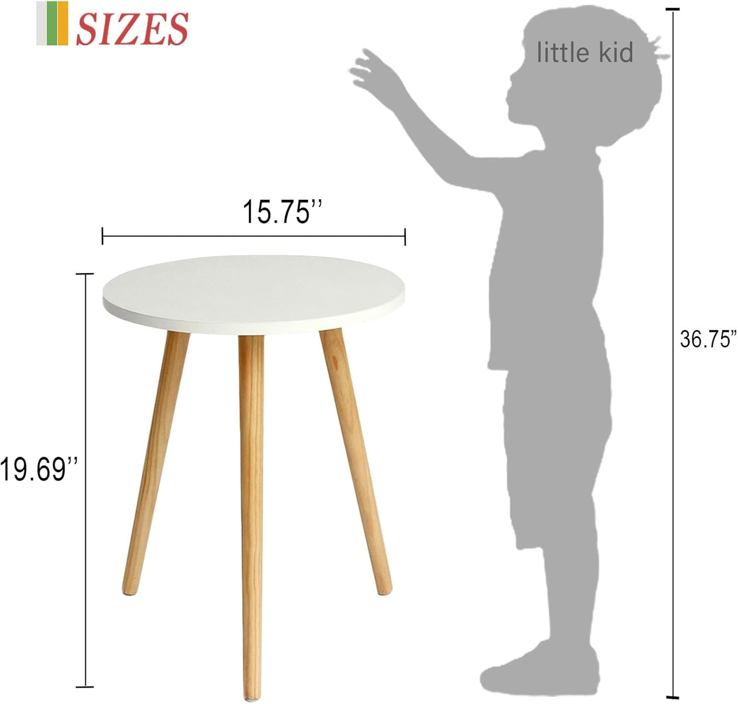 Modern Round Accent Side Table – Space-Saving Nightstand for Living Room, Bedroom & Office (White)