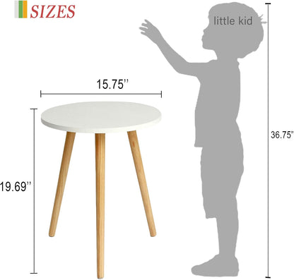 Modern Round Accent Side Table – Space-Saving Nightstand for Living Room, Bedroom & Office (White)