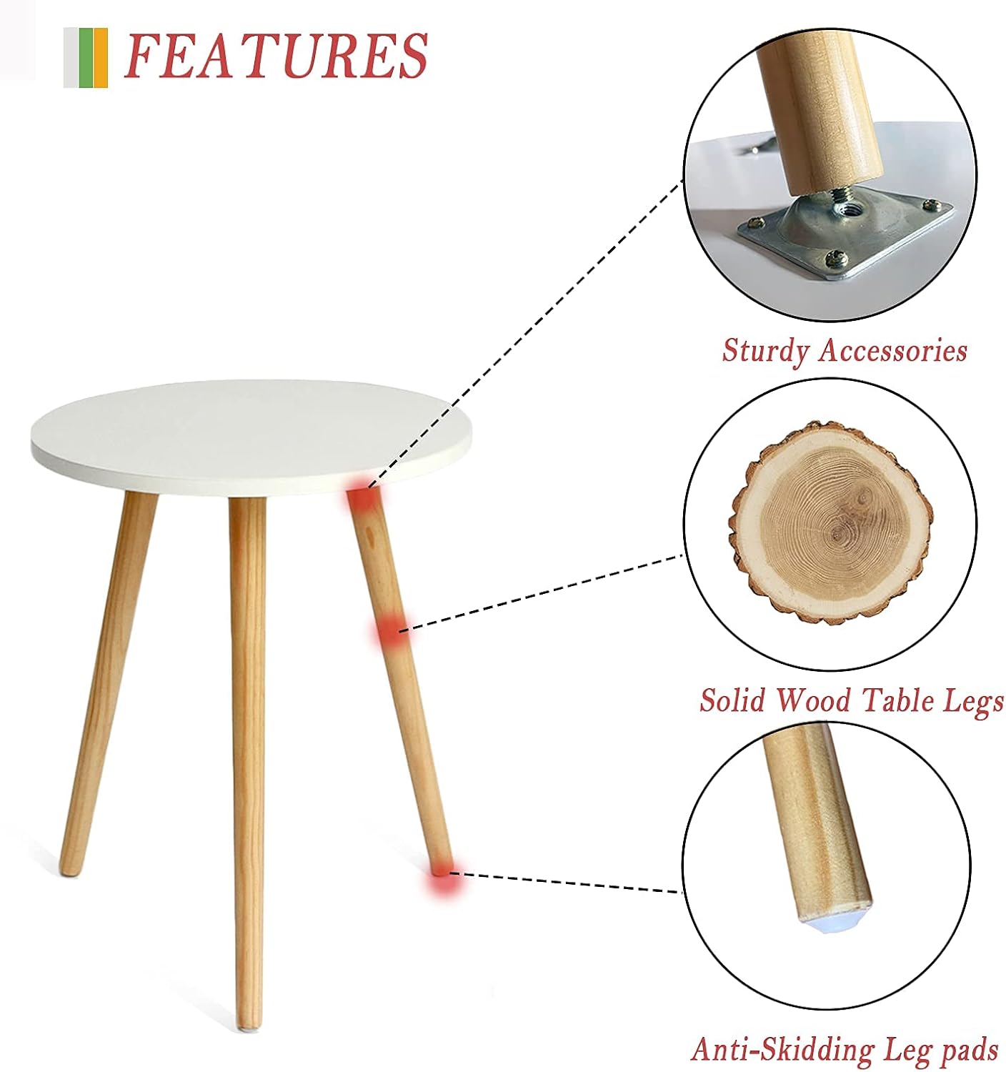 Modern Round Accent Side Table – Space-Saving Nightstand for Living Room, Bedroom & Office (White)