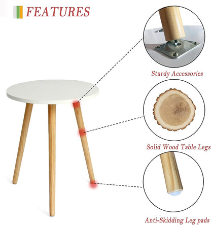 Modern Round Accent Side Table – Space-Saving Nightstand for Living Room, Bedroom & Office (White)