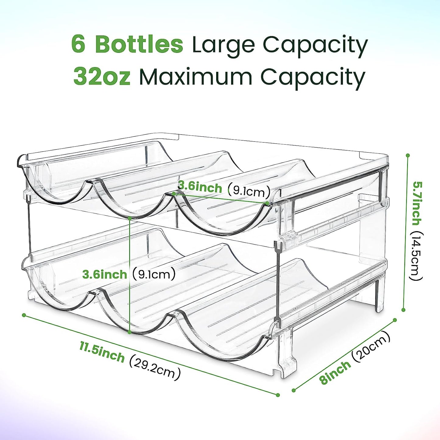 Stackable Water Bottle Organizer - 2 Pack Cabinet Storage Rack for Efficient Water Bottle Storage