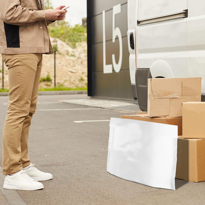 White Gusseted Poly Mailers 24 x 21 x 6 Inch Pack of 100 Poly Shipping Envelopes for Clothing 2.5 Mil. Plastic Shipping Bags Self Seal. Mailing Packages