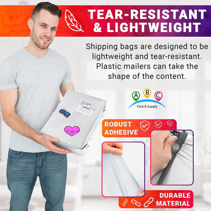 White Gusseted Poly Mailers 24 x 21 x 6 Inch Pack of 100 Poly Shipping Envelopes for Clothing 2.5 Mil. Plastic Shipping Bags Self Seal. Mailing Packages